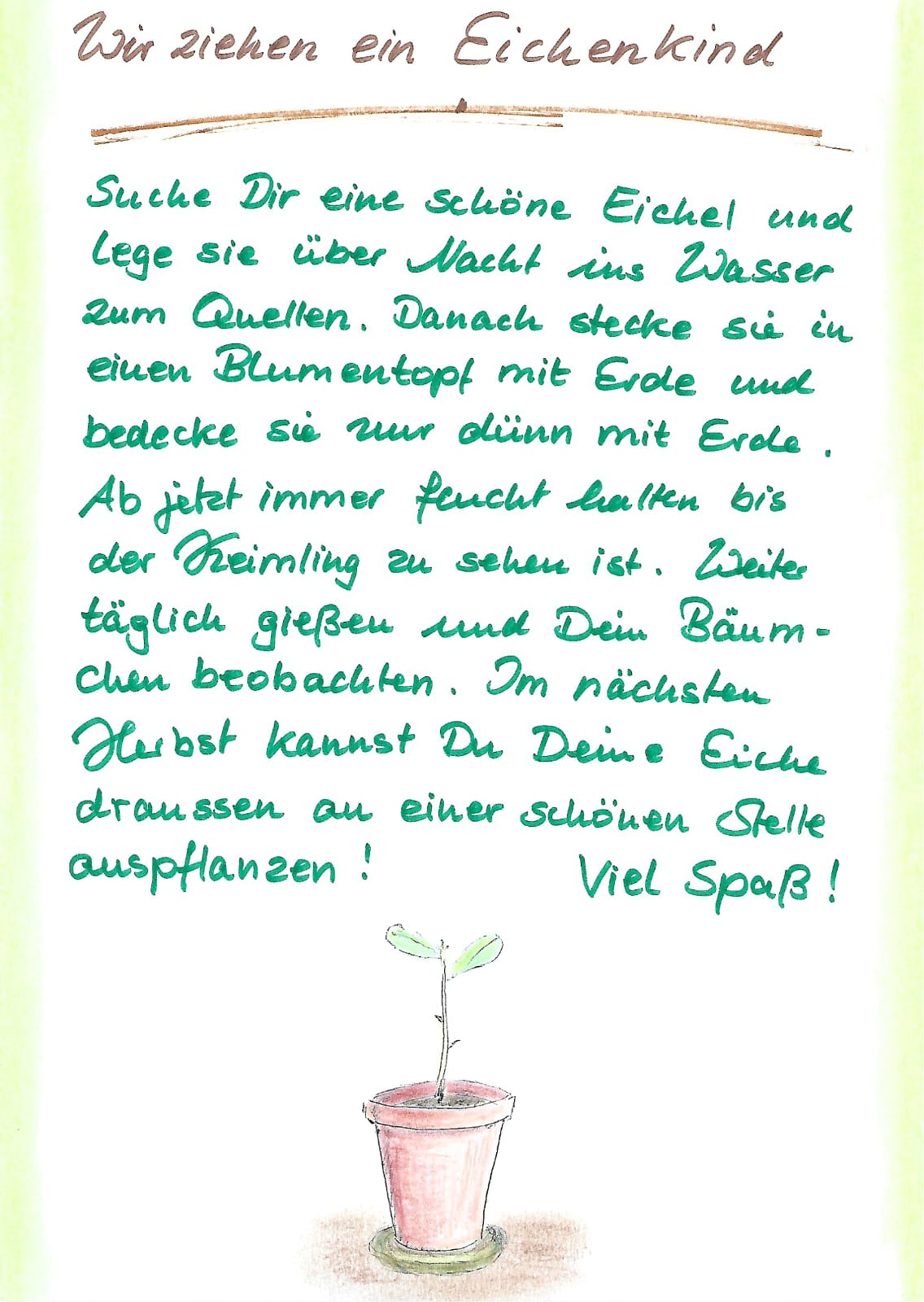 Wir ziehen ein Eichenkind